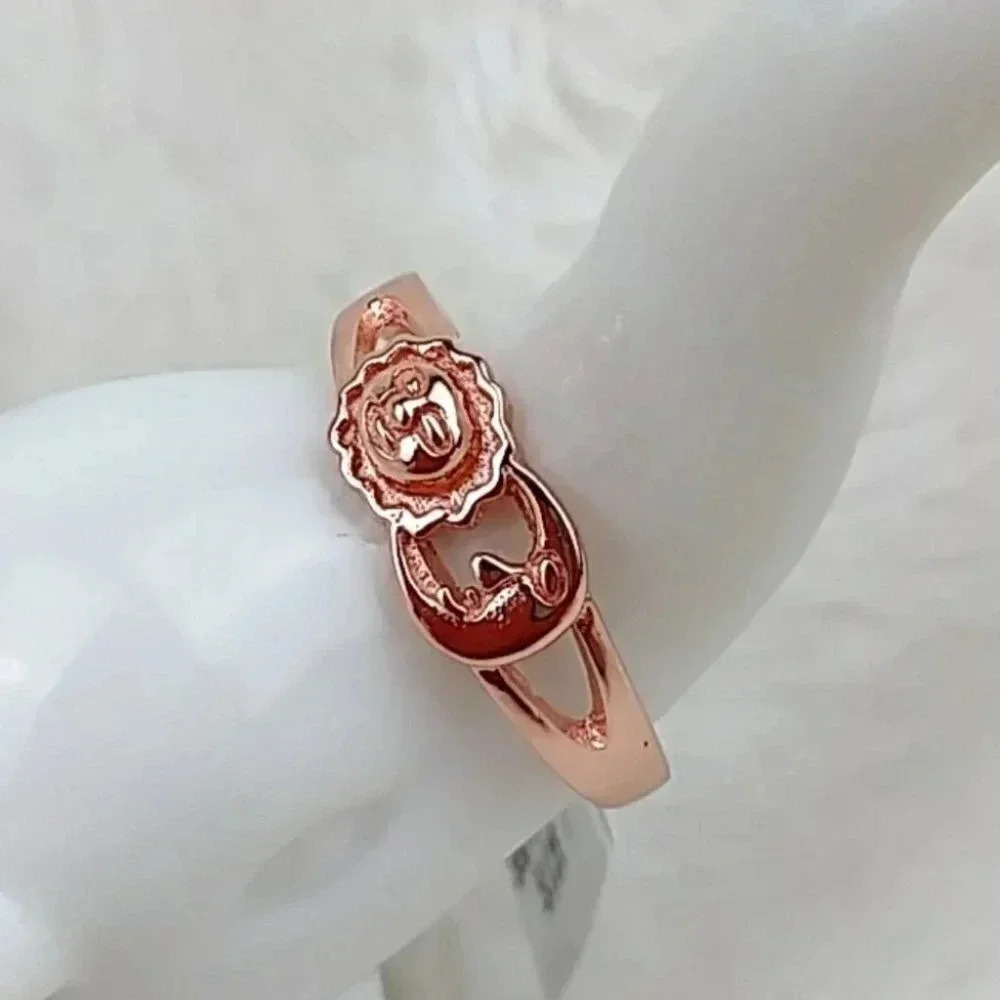 925 Sterling Silver Celestial Sun and Moon Rose Gold Tone Dainty Ring
